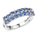 D'Joy Premium Ceylon Blue Sapphire, White Zircon Ring in Rhodium Over Sterling Silver (Size 10.0) 1.65 ctw - Sticky add to cart bar