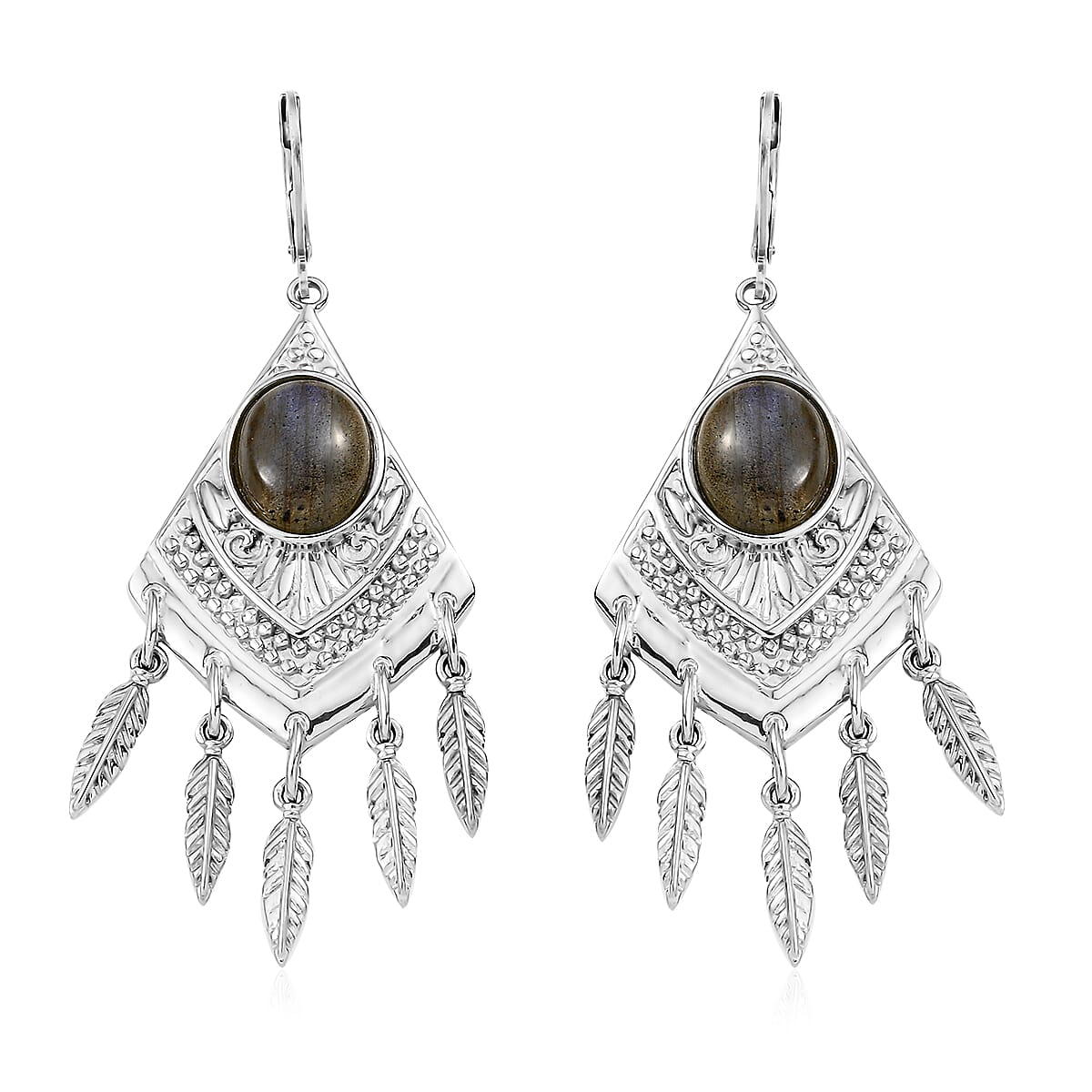 EverTrue Malagasy Labradorite 9.65 ctw Earrings in Stainless Steel