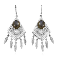 EverTrue Malagasy Labradorite 9.65 ctw Earrings in Stainless Steel