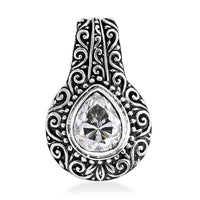 Doorbuster Bali Legacy Moissanite (Rnd 10mm) Borobudur Texture Pendant in Sterling Silver 3.50 ctw