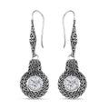 Doorbuster Bali Legacy Moissanite (Rnd 8mm) Borobudur Texture Earrings in Sterling Silver 1.80 ctw - Sticky add to cart bar