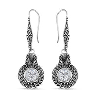 Doorbuster Bali Legacy Moissanite (Rnd 8mm) Borobudur Texture Earrings in Sterling Silver 1.80 ctw