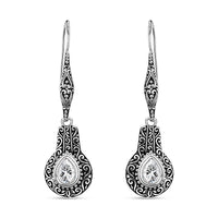 Doorbuster Bali Legacy Moissanite (Rnd 8mm) Borobudur Texture Earrings in Sterling Silver 1.80 ctw