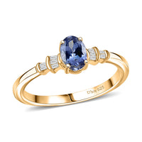 D'Joy Peacock Tanzanite and Diamond 0.85 ctw Ring in 18K Vermeil Yellow Gold Over Sterling Silver (Size 10.0)