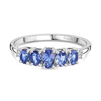 Tanzanite and Diamond 0.91 ctw Ring in Platinum Over Sterling Silver (Size 10)