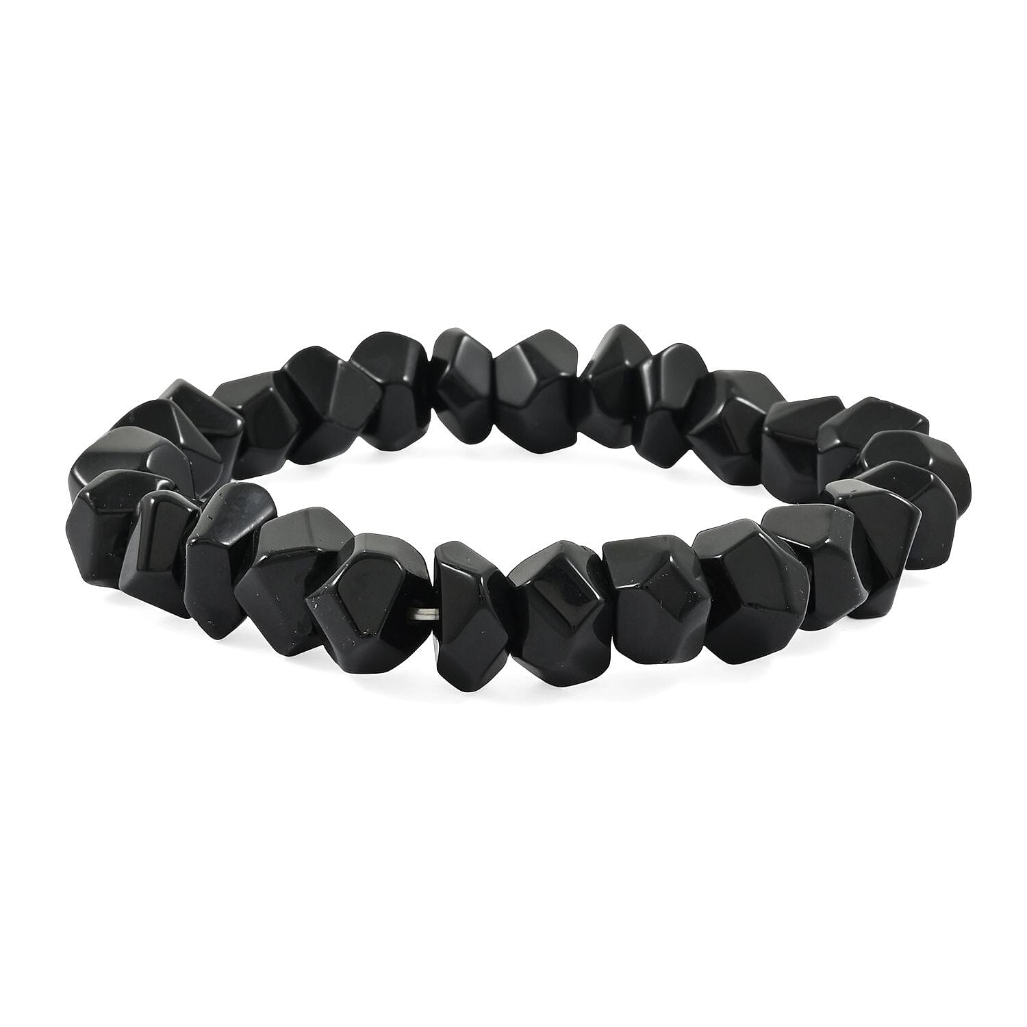 Faceted Freeform Blackstone 146.75 ctw Stretch Bracelet (6-7In)