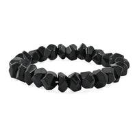 Faceted Freeform Blackstone 146.75 ctw Stretch Bracelet (6-7In)
