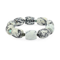 Constituted Howlite and Multi Gemstone 188.10 ctw Barrel Beaded Stretch Bracelet