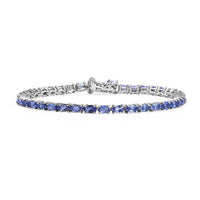 Tanzanite and White Diamond 8.08 ctw Bracelet in Rhodium Over Sterling Silver (8 In) (8.95 g)