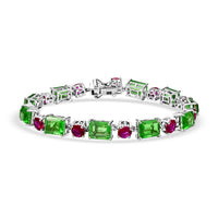 Ever True Chartreuse Quartz (Triplet) and Lab Created Ruby 26.25 ctw Vine Bracelet in Platinum Bon (7.25 In) (Del. in 10-12 Days)