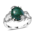 D'Joy Chrysocolla 6.15 ctw Dolphin Wave Ring in Platinum Over Sterling Silver (Size 10.0) - Sticky add to cart bar