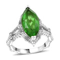 D'Joy Chartreuse Quartz (Triplet) 4.50 ctw Forest Fang Ring in Platinum Over Sterling Silver - Sticky add to cart bar