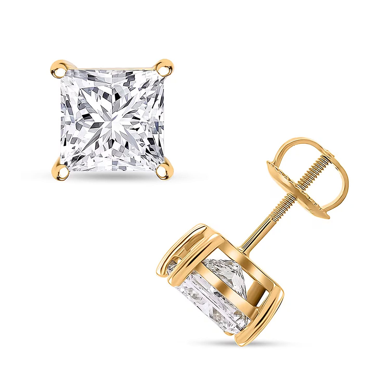 Luxuriant Lab Grown Diamond G VS 3.00 ctw Stud Earrings in 14K Yellow Gold