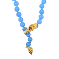 AAA Blue Jade and Multi Gemstone 233 ctw Dragon Necklace in 18K Vermeil YG Over Sterling Silver 18-20 Inches - Sticky add to cart bar