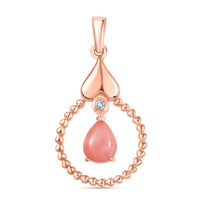 D'Joy Vinicunca Peruvian Opal and White Zircon 1.65 ctw Solitaire Pendant in 18K Rose Gold Plated Sterling Silver
