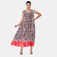 TAMSY Blue Leopard Sleeveless A-Line Midaxi Dress - One Size Fits Most