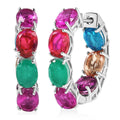EverTrue Multi Quartz (Triplet) 19.75 ctw Rainbow Radiance Hoop Earrings in Platinum Bond - Sticky add to cart bar