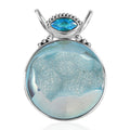 Sajen Silver Golden Dream Paraiba Window Drusy Quartz and Rainbow Paraiba Doublet Quartz 113.60 ctw Pendant without Chain in Rhodium Over Sterling Silver - Sticky add to cart bar