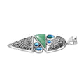 Sajen Silver Chrysoprase and Rainbow Paraiba Doublet Quartz 3.00 ctw Pendant without Chain in Rhodium Over Sterling Silver - Sticky add to cart bar
