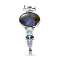 Sajen Silver Malagasy Labradorite and Multi Gemstone 42.50 ctw Pendant without Chain in Rhodium Over Sterling Silver - Sticky add to cart bar