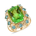 Ever True Chartreuse Quartz, Multi Gemstone Rainforest Radiance Ring in 18K YG Plated (Size 7.0) 12.60 ctw - Sticky add to cart bar