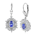 D'Joy Tanzanite and Moissanite 1.80 ctw Celestial Halo Earrings in Rhodium Over Sterling Silver - Sticky add to cart bar
