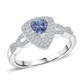 D'Joy Peacock Tanzanite and White Zircon 1.00 ctw Infinity Ring in Rhodium Over Sterling Silver (Size 10.0) - Sticky add to cart bar