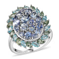 D’Joy Peacock Tanzanite, Multi Gemstone Ring in Rhodium Over Sterling Silver (Size 10.0) 4.80 ctw - Sticky add to cart bar