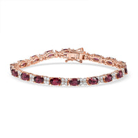 D’Joy Premium Tanzanian Wine Garnet, White Zircon Bracelet in 18K Vermeil RG Over Sterling Silver (6.50 In) 11.55 ctw