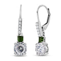 D’Joy 120 Facet Moissanite and Chrome Diopside 3.10 ctw Lever Back Earrings in Rhodium Over Sterling Silver - Sticky add to cart bar