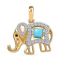 Sleeping Beauty Turquoise and White Zircon 0.61 ctw Pendant in Sterling Silver