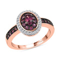 D'Joy Premium Tanzanian Wine Garnet, White Zircon Rose Eclipse Ring in 18K Vermeil RG Over Sterling Silver (Size 10.0) 1.00 ctw - Sticky add to cart bar