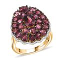 D'Joy Tanzanian Wine Garnet, White Zircon Blooming Flower Ring in 18K Vermeil YG Over Sterling Silver (Size 10.0) 6.00 ctw - Sticky add to cart bar