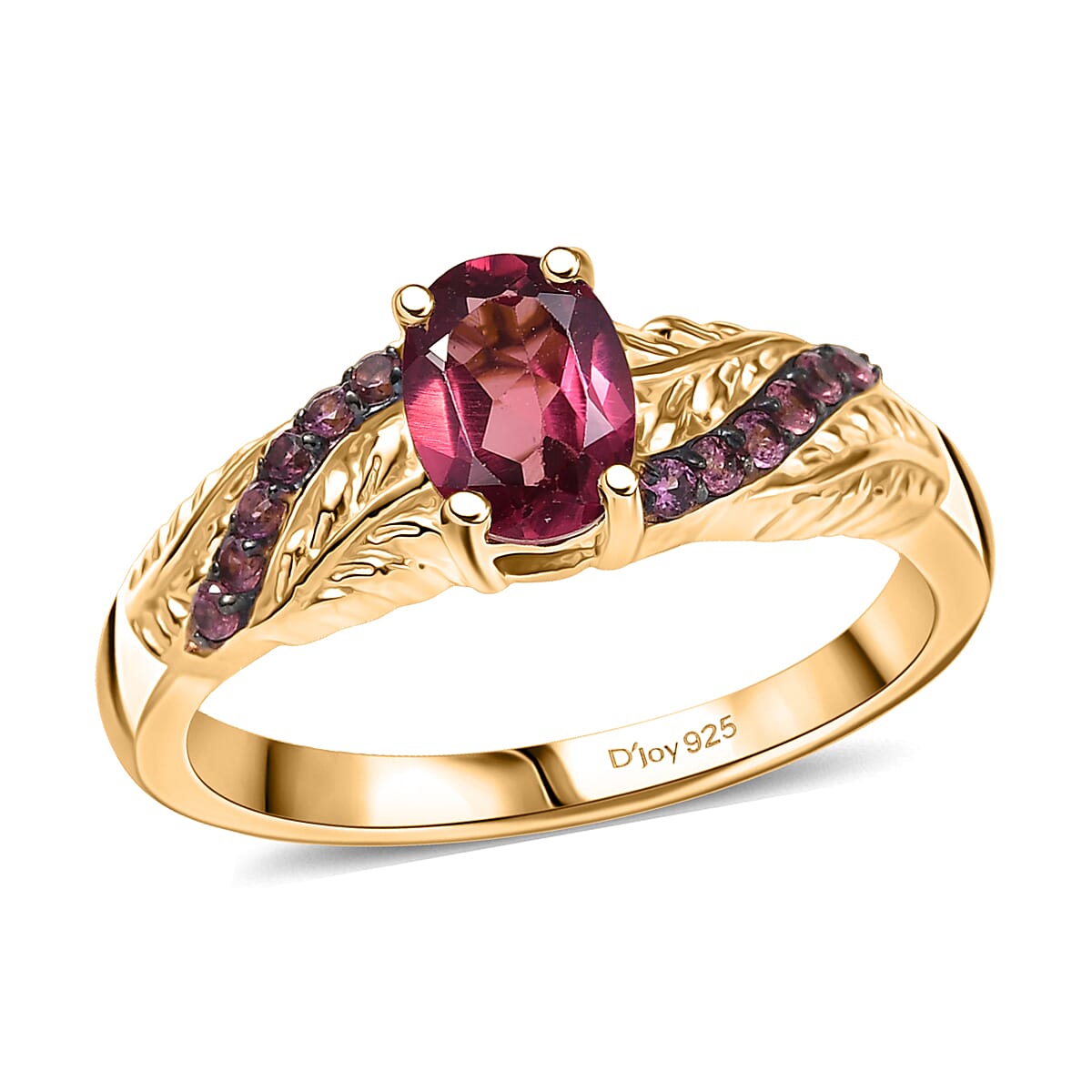 D’Joy Tanzanian Wine Garnet 1.25 ctw Ring in 18K Vermeil Yellow Gold Over Sterling Silver (Size 10.0)