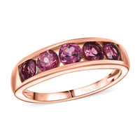 D’joy Tanzanian Wine Garnet 1.65 ctw Scarlet Band Ring in 18K Vermeil Rose Gold Over Sterling Silver (Size 10.0)