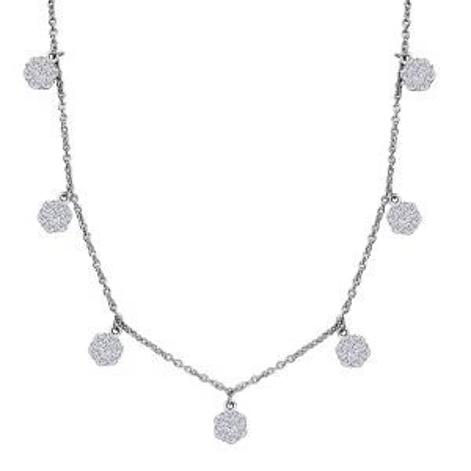 Luxuriant Lab Grown Diamond G-H SI 2.00 ctw Station Necklace in Rhodium Over Sterling Silver 18 Inches