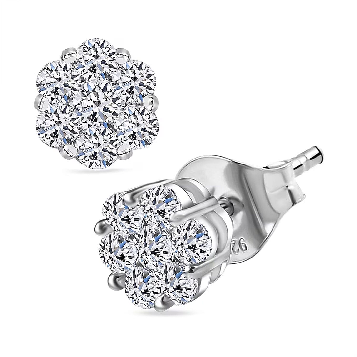 Luxuriant Lab Grown Diamond G-H SI 0.50 ctw Blossom Earrings in Rhodium Over Sterling Silver