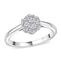 Luxuriant Lab Grown Diamond Floral Cluster Ring in Sterling Silver - Sticky add to cart bar
