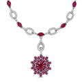 D'Joy Niassa Ruby (FF) and Moissanite 30.50 ctw Crimson Radiance Necklace 18 Inches in Rhodium Over Sterling Silver - Sticky add to cart bar