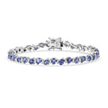 D’Joy Tanzanite and Moissanite 7.10 ctw Floral Vines Bracelet in Rhodium Over Sterling Silver (6.50 In) - Sticky add to cart bar
