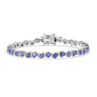 D’Joy Tanzanite and Moissanite 7.10 ctw Floral Vines Bracelet in Rhodium Over Sterling Silver (6.50 In)