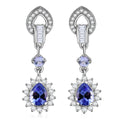 D'Joy Tanzanite and White Zircon 1.50 ctw Starburst Halo Earrings in Rhodium Over Sterling Silver - Sticky add to cart bar