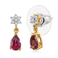 D'Joy Tanzanian Wine Garnet and Moissanite 1.15 ctw Floral Drop Earrings in 18K Vermeil Yellow Gold Over Sterling Silver - Sticky add to cart bar