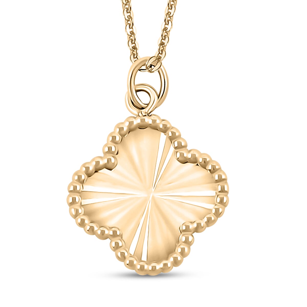 Italian 10K Yellow Gold Diamond-Cut Clover Pendant Necklace 18-20 Inches 1.4 Grams