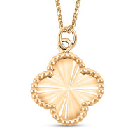 Italian 10K Yellow Gold Diamond-Cut Clover Pendant Necklace 18-20 Inches 1.4 Grams