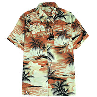 LeeHanton Men’s Orange Tropical Button-Up Short Sleeve Shirt - L (Del. in 5-7 Business Days)
