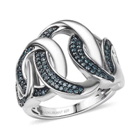 Luxuriant Lab Grown Blue Diamond (SI) Ring in Rhodium Over Sterling Silver (Size 10.0) 0.50 ctw