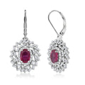 Niassa Ruby (FF) and Moissanite 4.00 ctw Earrings in Rhodium Over Sterling Silver - Sticky add to cart bar