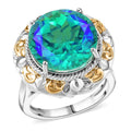Ever True Peacock Quartz (Triplet) 11.65 ctw Peacock Ring in 18K YG Plated and Platinum Bond (Size 10.0) - Sticky add to cart bar