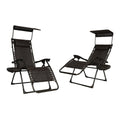 Bliss Set of 2 Gravity Free Reclinable Chairs with Pillow, Canopy & Tray - Brown Leaves - Sticky add to cart bar